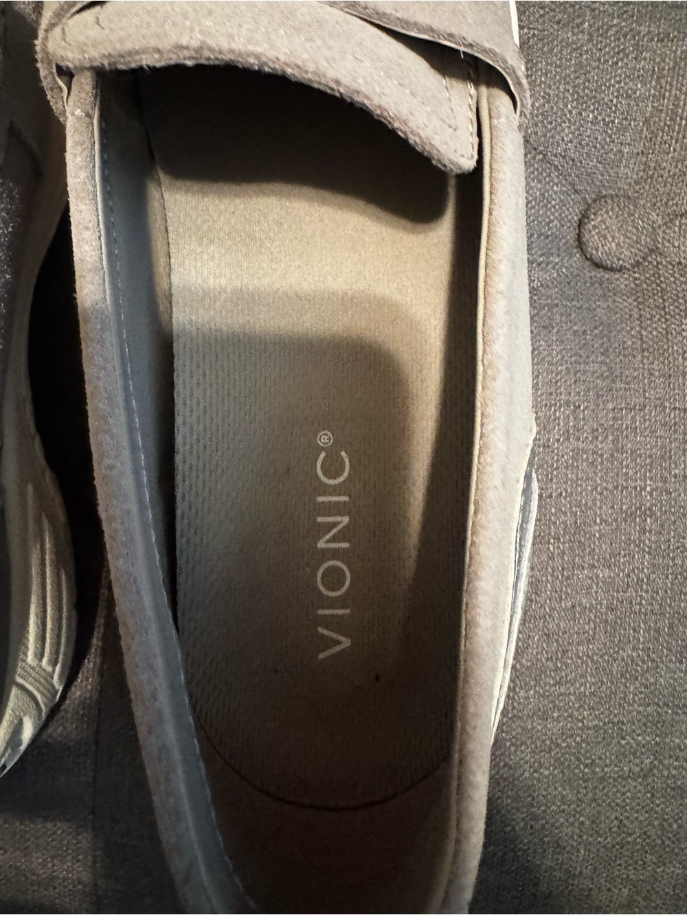 Vionic Taupe Suede Penny Loafers - Picture 6 of 8